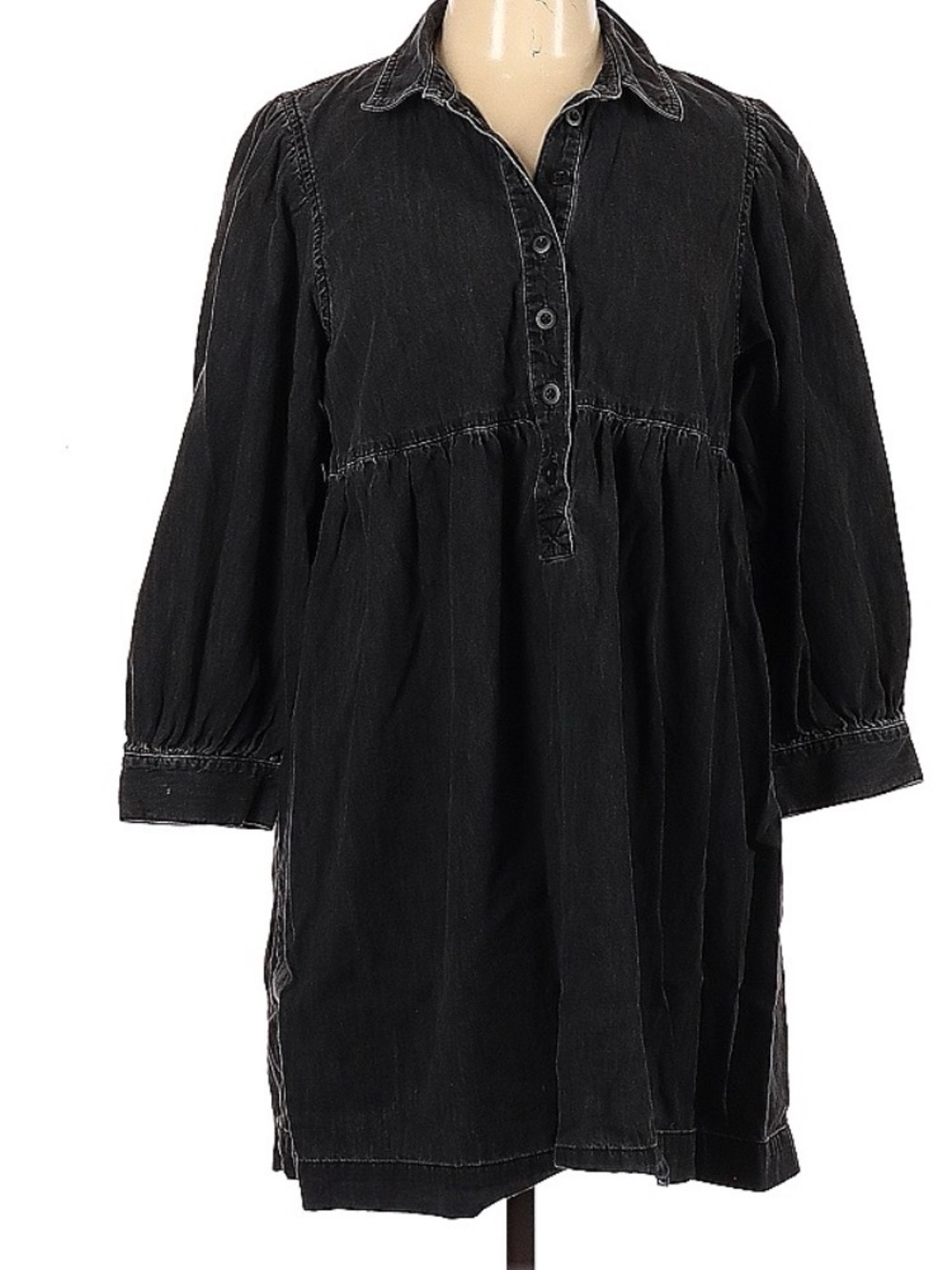 Madewell Black Long Sleeve Button-Front Dress